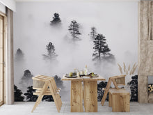 Carregar imagem no visualizador da galeria, Foggy Forest Wallpaper Black and White Wall Mural. #6368
