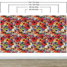 Cargar imagen en el visor de la galería, Colorful Blooming Flower Wall Mural. Tropical Floral Design Pattern Peel and Stick Wallpaper. #6370
