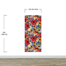 Cargar imagen en el visor de la galería, Colorful Blooming Flower Wall Mural. Tropical Floral Design Pattern Peel and Stick Wallpaper. #6370
