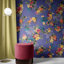 Carregar imagem no visualizador da galeria, Tropical Flower Wall Mural. Paradise Botanical Flowers and Leave Purple Very Peri Color Background. #6376
