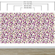 Load image into Gallery viewer, Abstract 3D Cube Shape Wall Mural. Geometric Cube Minimalistic Purple and Gold Peel and Stick Wallpaper. #6380
