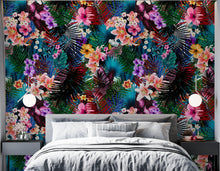 Cargar imagen en el visor de la galería, Colorful Tropical Foliage Pattern Wall Mural. Peel and Stick Wallpaper. #6382
