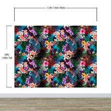 Cargar imagen en el visor de la galería, Colorful Tropical Foliage Pattern Wall Mural. Peel and Stick Wallpaper. #6382
