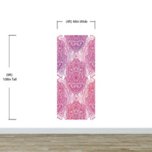 Cargar imagen en el visor de la galería, Large Floral Mandala Wall Art Wallpaper. Pink and Purple Ornament Design Peel and Stick Wall Mural. #6384
