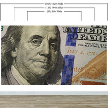 Cargar imagen en el visor de la galería, Money Wallpaper. Benjamin Franklin 100 Dollar Bill Wall Mural. #6399
