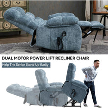 Load image into Gallery viewer, Lift Recliner Chair Heat Massage Dual Motor Infinite Position Up to 350 LBS Large Electric Power Lift Recliners with Power-Remote, Medium-firm and Heavy duty, Blue
