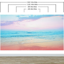 Carregar imagem no visualizador da galeria, Pastel Color Sunset over the Ocean Horizon Wall Mural. Beach Theme Peel and Stick Wallpaper. #6400
