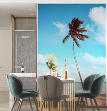 Cargar imagen en el visor de la galería, Palm Tree on Beach Coastline Wall Mural. Tropical Theme Peel and Stick Wallpaper Decor. #6401
