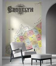 Carregar imagem no visualizador da galeria, Retro Vintage Map of Brooklyn New York Wall Mural. 1888 Map of NYC Peel and Stick Wallpaper. #6410
