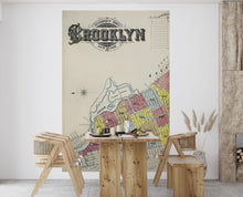 Carregar imagem no visualizador da galeria, Retro Vintage Map of Brooklyn New York Wall Mural. 1888 Map of NYC Peel and Stick Wallpaper. #6410
