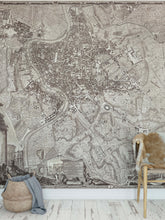 Load image into Gallery viewer, Vintage Old Map of Rome Italy Wall Mural. The Large Plan of Rome Peel and Stick Wallpaper. #6412
