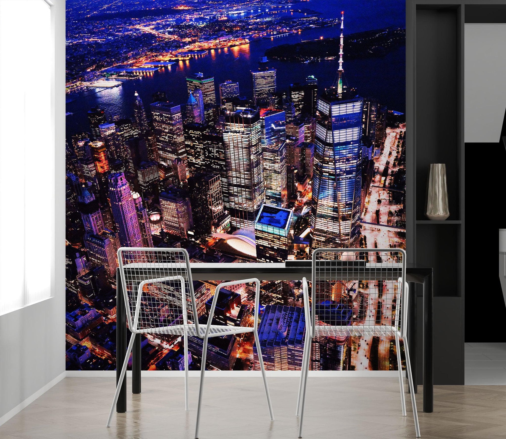 New York City Cyber Punk Synth Wave Wall Mural. 80's Synth New York City Cyber Punk Synth Wave Wall Mural. 80's Synth