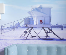 Cargar imagen en el visor de la galería, Lifeguard Tower on Pensacola Beach Wall Mural. Pastel Color Theme Peel and Stick Wallpaper. #6415
