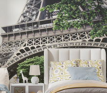 Load image into Gallery viewer, Eiffel Tower Wallpaper Mural Peel and Stick. Low Angle View of Eiffel Tower / Paris France / European Vintage Style Decor. #6427
