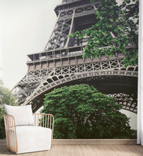 Load image into Gallery viewer, Eiffel Tower Wallpaper Mural Peel and Stick. Low Angle View of Eiffel Tower / Paris France / European Vintage Style Decor. #6427
