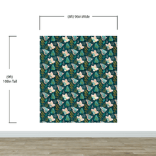 Load image into Gallery viewer, Butterfly Pattern Wall Mural. Retro Green and Gold Color Illustration Design. Bedroom, Nursery, Home Decor. #6435
