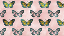 Cargar imagen en el visor de la galería, Large Butterfly Pattern on Pink Background Wall Mural. Bedroom, Nursery, Home Decor. Peel and Stick Wallpaper. #6441
