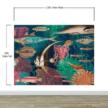 Carregar imagem no visualizador da galeria, Vintage Retro Underwater Marine Sea Life Wall Mural. Beach / Nautical / Marine Life Theme Peel and Stick Wallpaper. #6442
