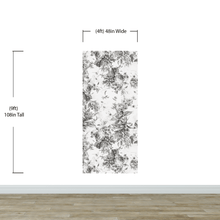 Carregar imagem no visualizador da galeria, Vintage Flower Pattern Illustration Wall Mural. Black and White Peel and Stick Wallpaper. #6443
