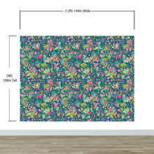 Cargar imagen en el visor de la galería, Colorful Flower Garden with Bird House Illustration Wall Mural. #6444
