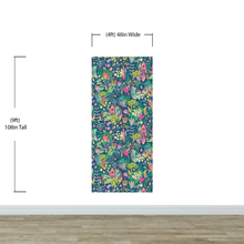 Cargar imagen en el visor de la galería, Colorful Flower Garden with Bird House Illustration Wall Mural. #6444
