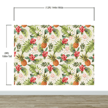 Carregar imagem no visualizador da galeria, Pineapple Tropical Vibe Wall Mural. Hawaiian Theme Peel and Stick Wallpaper. Paradise Vibe Theme Decor. #6447
