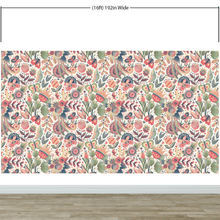 Load image into Gallery viewer, Flower Garden Illustration Wall Mural. Pastel Color Pattern Nursery, Bedroom, Kid’s Room Wall Decor. Peel and Stick Wallpaper. #6448
