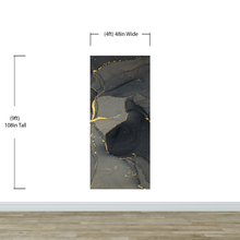 Carregar imagem no visualizador da galeria, Abstract Black and Gold Agate Marble Stone Pattern Wall Mural. Removable Peel and Stick Wallpaper. #6454
