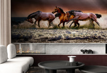 Load image into Gallery viewer, Wild Horses Galloping on Beach Wall Mural. Peel and Stick Wallpaper. #6458
