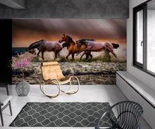 Cargar imagen en el visor de la galería, Wild Horses Galloping on Beach Wall Mural. Peel and Stick Wallpaper. #6458

