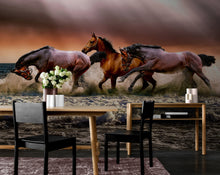 Carregar imagem no visualizador da galeria, Wild Horses Galloping on Beach Wall Mural. Peel and Stick Wallpaper. #6458
