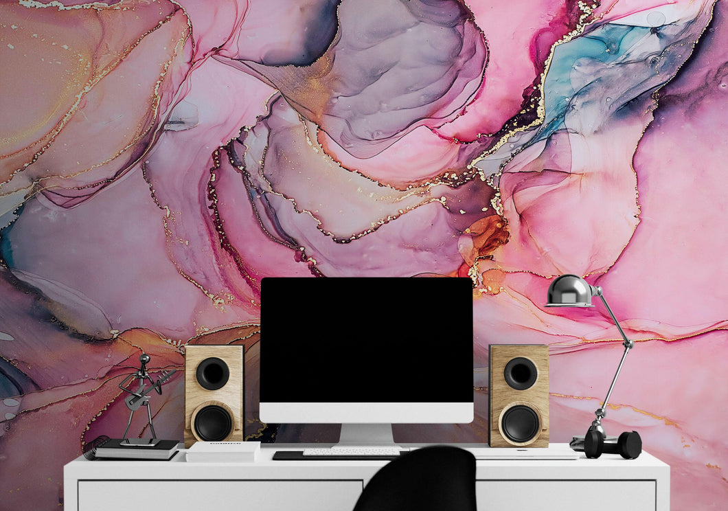 Abstract Alcohol Ink Pattern Wall Mural. Agate Design. Removable Peel and Stick Wallpaper. #6461