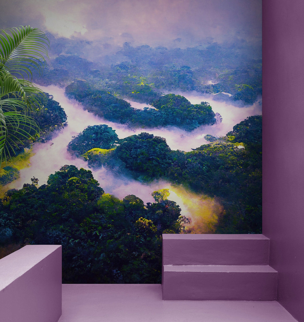 Tropical Rainforest Wall Mural Painting. #6475