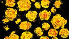 Cargar imagen en el visor de la galería, Flower Wallpaper Peel and Stick Wall Mural. Yellow Flowers on Black Background. #6499
