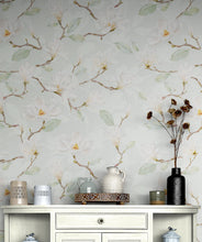 Cargar imagen en el visor de la galería, White Magnolia Wall Mural Peel and Stick Wallpaper. #6477
