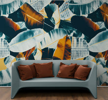 Cargar imagen en el visor de la galería, Tropical Leaves Foliage Abstract Wall Mural. Dark Color Patterns. #6479
