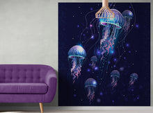 Cargar imagen en el visor de la galería, Jellyfish Wallpaper. Underwater Ocean Scene Wall Mural. #6480
