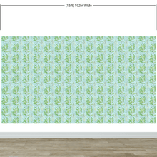 Load image into Gallery viewer, Eucalyptus Wallpaper. Farmhouse Decor Peel and Stick Wall Mural. Blue and Green Colors. #6482
