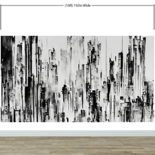 Cargar imagen en el visor de la galería, Black and White Urban City Wall Mural. Cyber Punk Cityscape. Minimalist Abstract Building Architect Wallpaper. #6487
