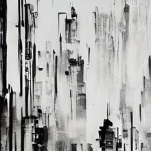 Cargar imagen en el visor de la galería, Black and White Urban City Wall Mural. Cyber Punk Cityscape. Minimalist Abstract Building Architect Wallpaper. #6487
