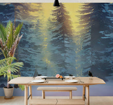 Carregar imagem no visualizador da galeria, Big Sequoia Tree Wall Mural. Snow on Trees Peel and Stick Wall Mural. #6490
