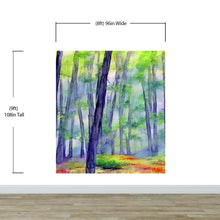 Load image into Gallery viewer, Watercolor Forest Wallpaper. Colorful Forest Peel and Stick Wall Mural. #6493
