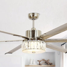 Cargar imagen en el visor de la galería, 65&quot; Modern Brushed Nickel DC Motor Downrod Mount Reversible Ceiling Fan with Lighting and Remote Control
