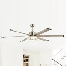 Cargar imagen en el visor de la galería, 65&quot; Modern Brushed Nickel DC Motor Downrod Mount Reversible Ceiling Fan with Lighting and Remote Control
