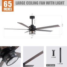 Cargar imagen en el visor de la galería, 65&quot; Modern Reversible Ceiling Fan with Lighting and Remote Control
