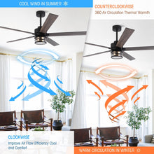 Cargar imagen en el visor de la galería, 65&quot; Modern Reversible Ceiling Fan with Lighting and Remote Control
