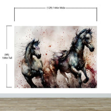 Carregar imagem no visualizador da galeria, Horse Galloping Watercolor Painting. Cowboy Peel and Stick Wall Mural. #6500
