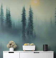 Cargar imagen en el visor de la galería, Misty Forest Wallpaper, Peel and Stick Wall Mural. #6501
