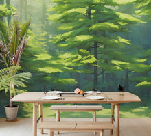 Cargar imagen en el visor de la galería, Evergreen Forest Wall Mural. Peel and Stick Wallpaper. #6502
