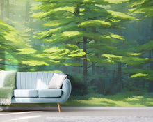 Cargar imagen en el visor de la galería, Evergreen Forest Wall Mural. Peel and Stick Wallpaper. #6502
